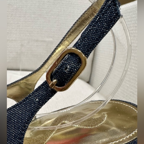 New Nina Denim Wedge Sandals with Braided Straw Wedge Bottoms~Size 7.5 - Picture 15 of 16